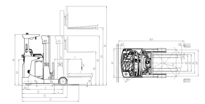 Movmes with 5-12.5m Maximum Lift/Lifting Height 1.5t 2t 2.5t 3t Retractable Forklift Stacking Electric Reach Truck Price for Narrow Aisles/Pallet